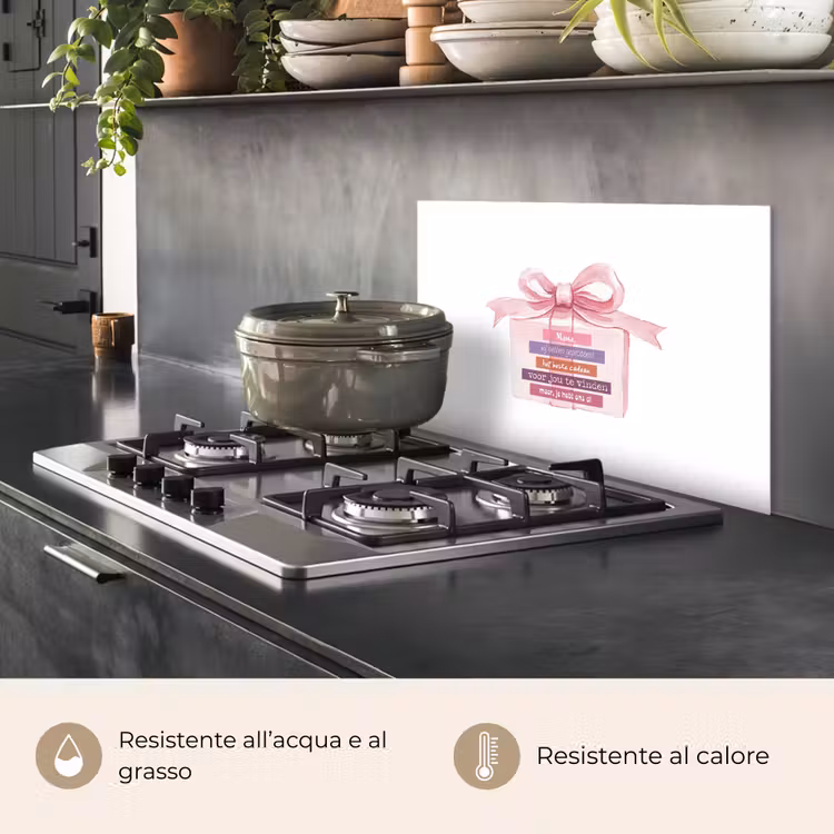 Paraschizzi cucina - Regalo - Fiocco - Testo - Rosa — 2