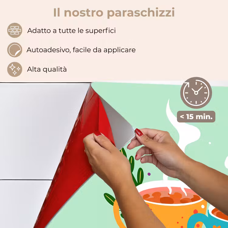Paraschizzi cucina - Tè - Illustrazione - Tazze - Fiori — 4