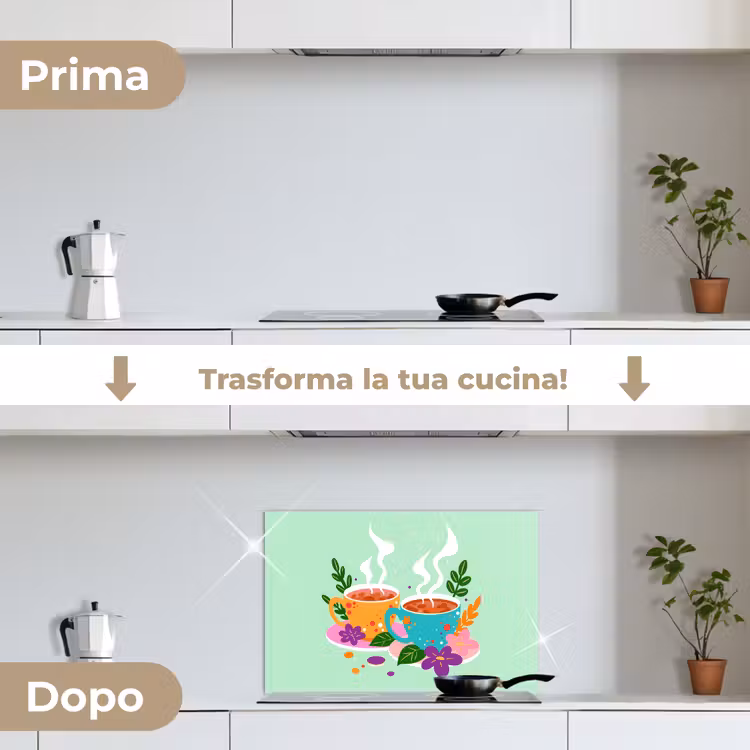 Paraschizzi cucina - Tè - Illustrazione - Tazze - Fiori — 7