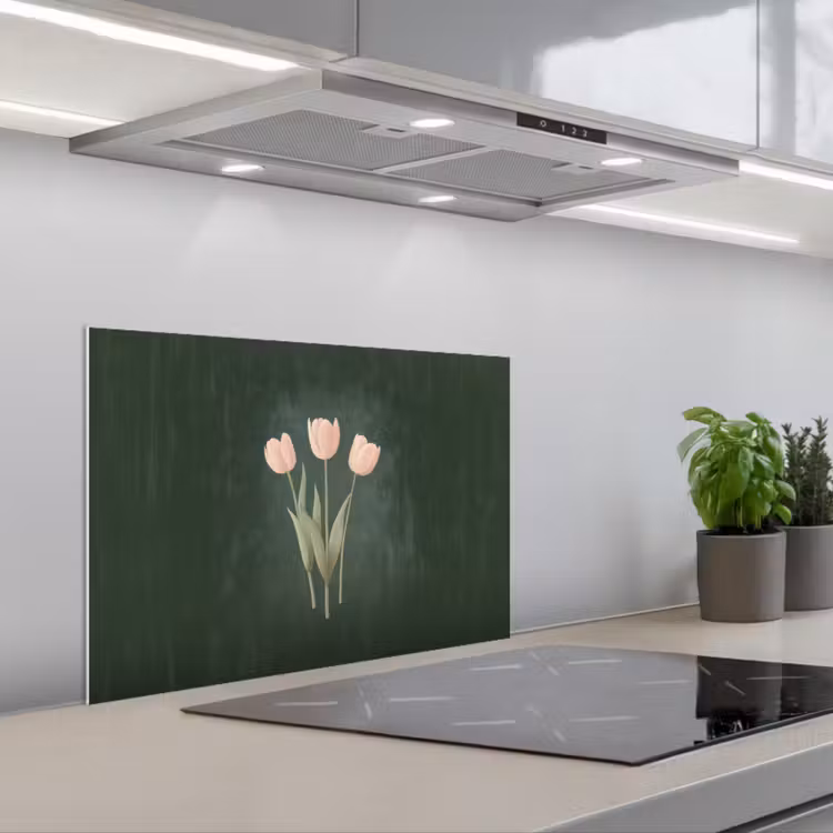 Paraschizzi cucina - Tulipani - Amore - Verde scuro — 1