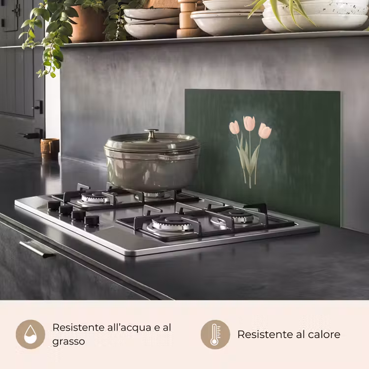 Paraschizzi cucina - Tulipani - Amore - Verde scuro — 2