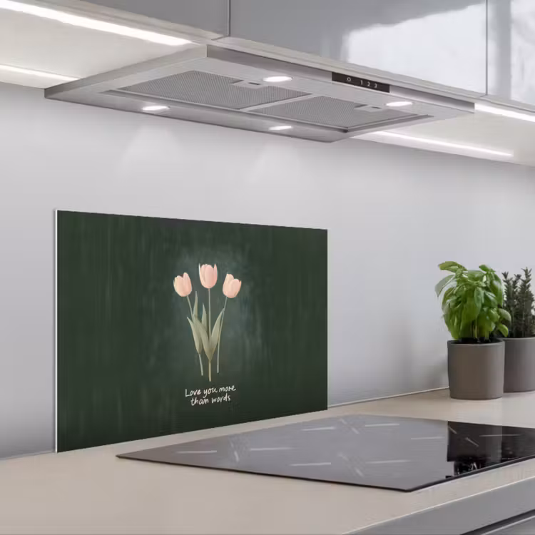 Paraschizzi cucina - Tulipani - Rosa - Testo - Amore — 1