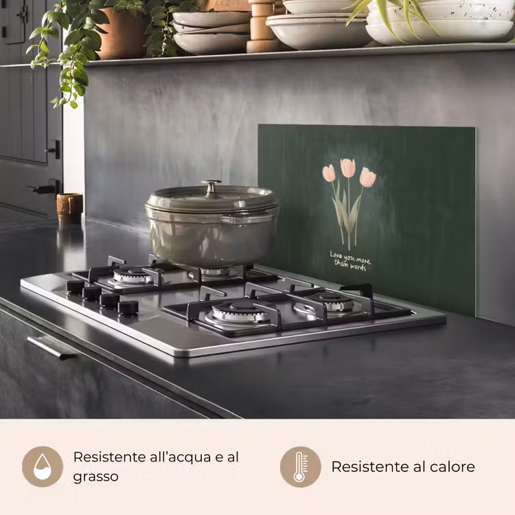 Paraschizzi cucina - Tulipani - Rosa - Testo - Amore — 2