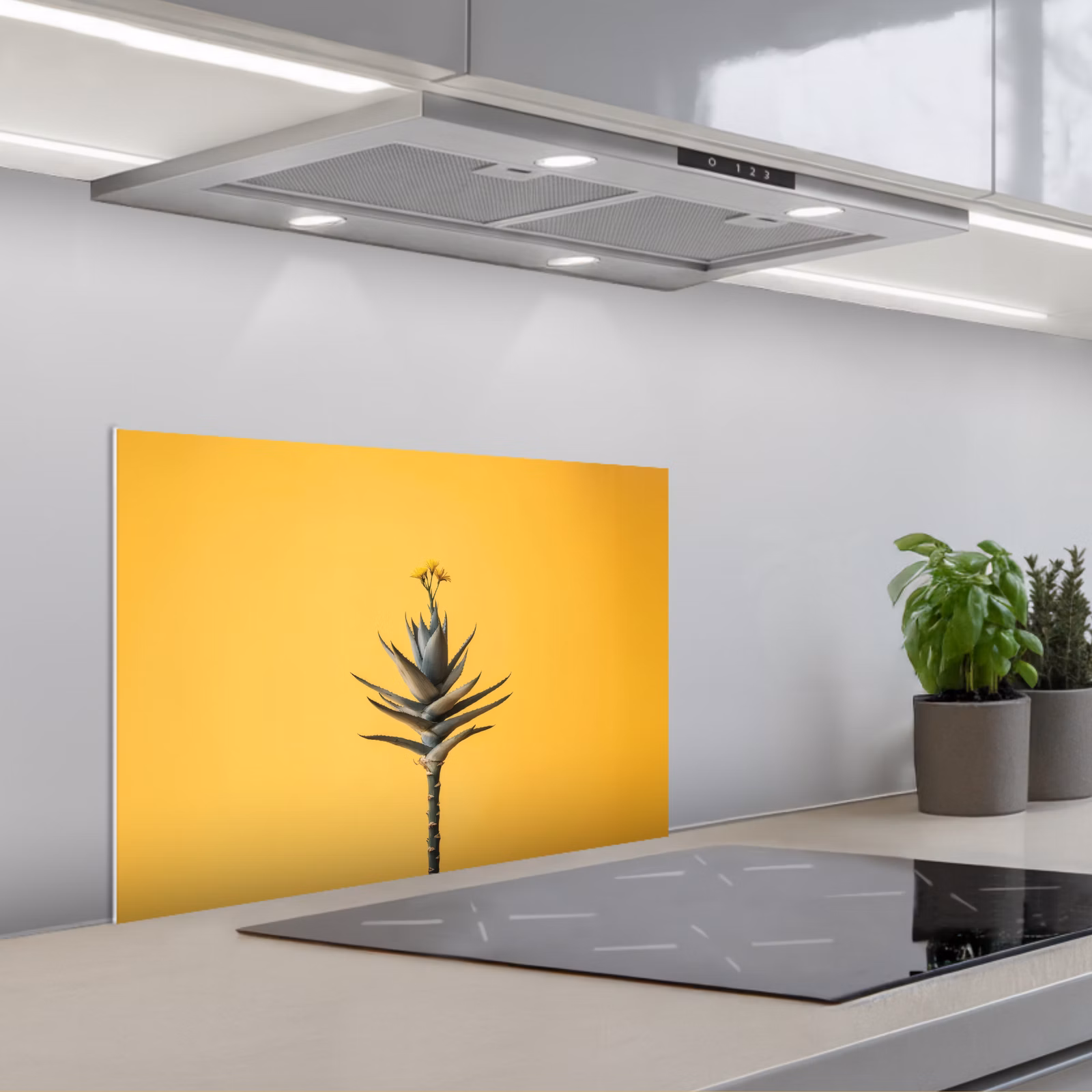 Paraschizzi cucina - Pianta - Minimalista - Fiore - Giallo — 1