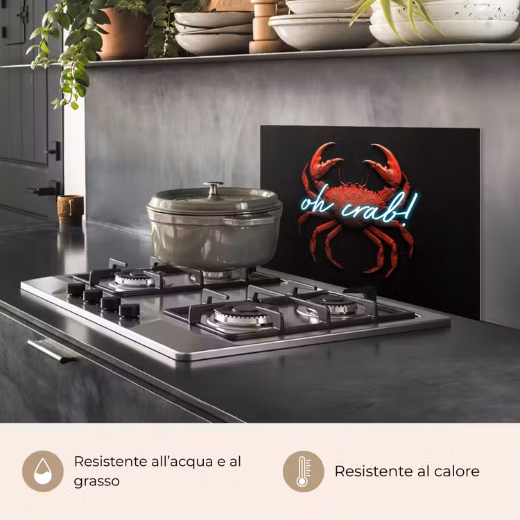 Paraschizzi cucina - Granchio - Rosso - Neon - Citazione — 2