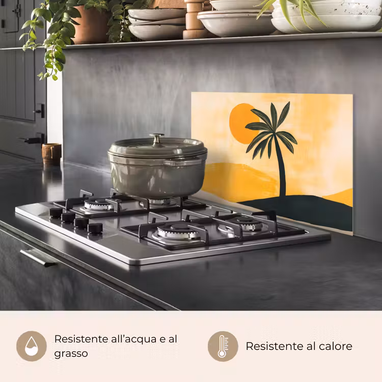 Paraschizzi cucina - Illustrazione - Palma - Sole - Colline — 2