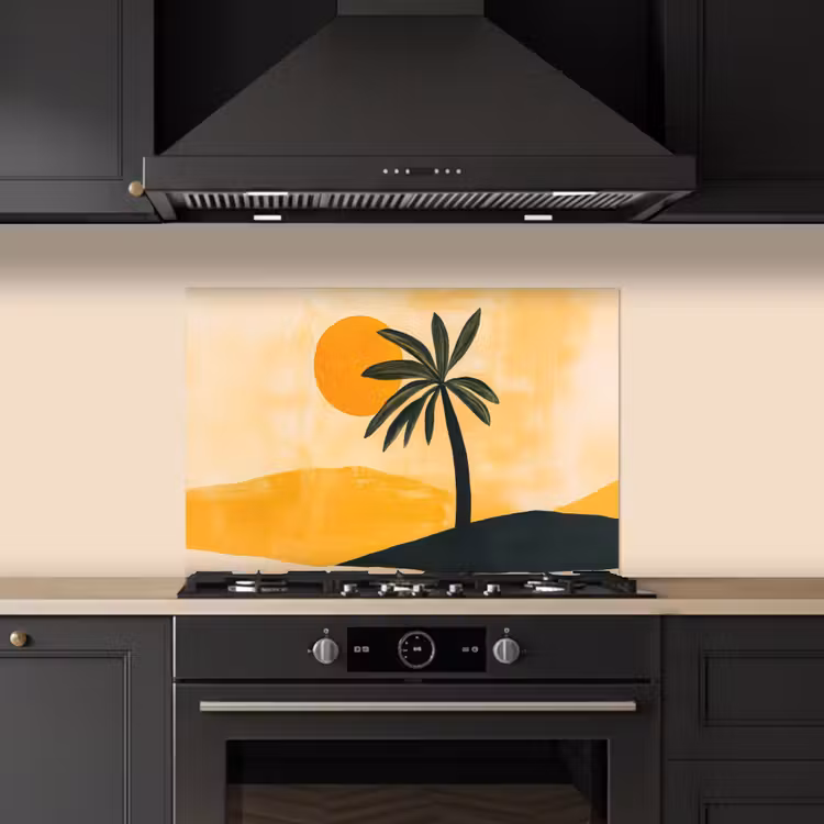 Paraschizzi cucina - Illustrazione - Palma - Sole - Colline — 5