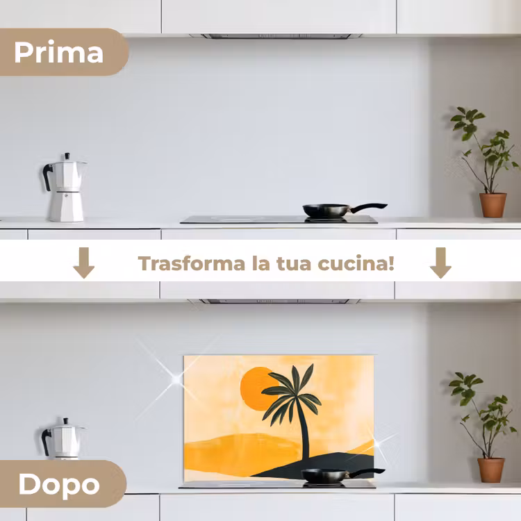 Paraschizzi cucina - Illustrazione - Palma - Sole - Colline — 7