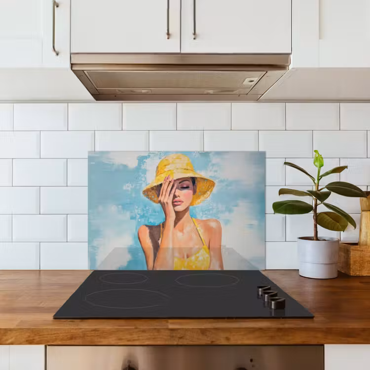 Paraschizzi cucina - Pittura - Donna - Cappello - Giallo — 3