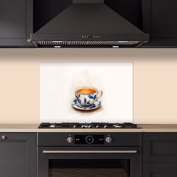 Paraschizzi cucina - Tazza da tè - Foglie - Blu — 5