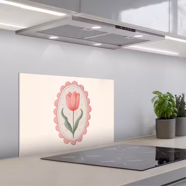 Paraschizzi cucina - Tulipano - Cornice - Ovale - Illustrazione — 1