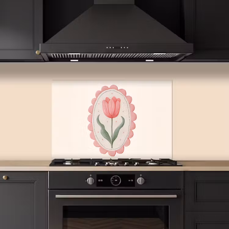 Paraschizzi cucina - Tulipano - Cornice - Ovale - Illustrazione — 5