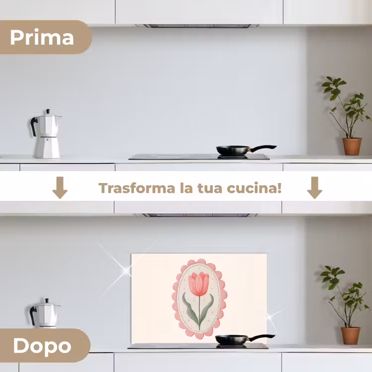 Paraschizzi cucina - Tulipano - Cornice - Ovale - Illustrazione — 7