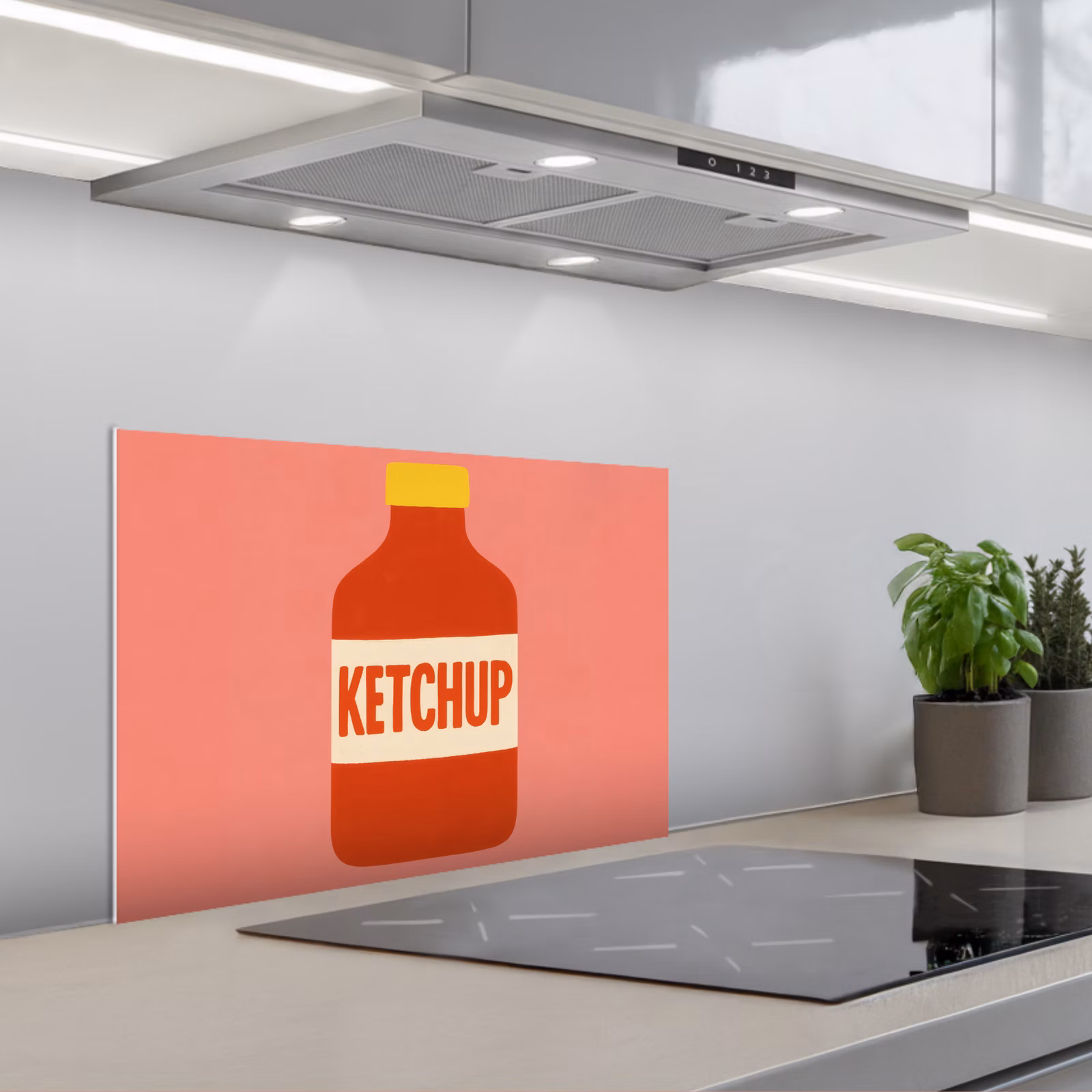 Paraschizzi cucina - Ketchup - Bottiglia - Rosso - Minimalista — 1