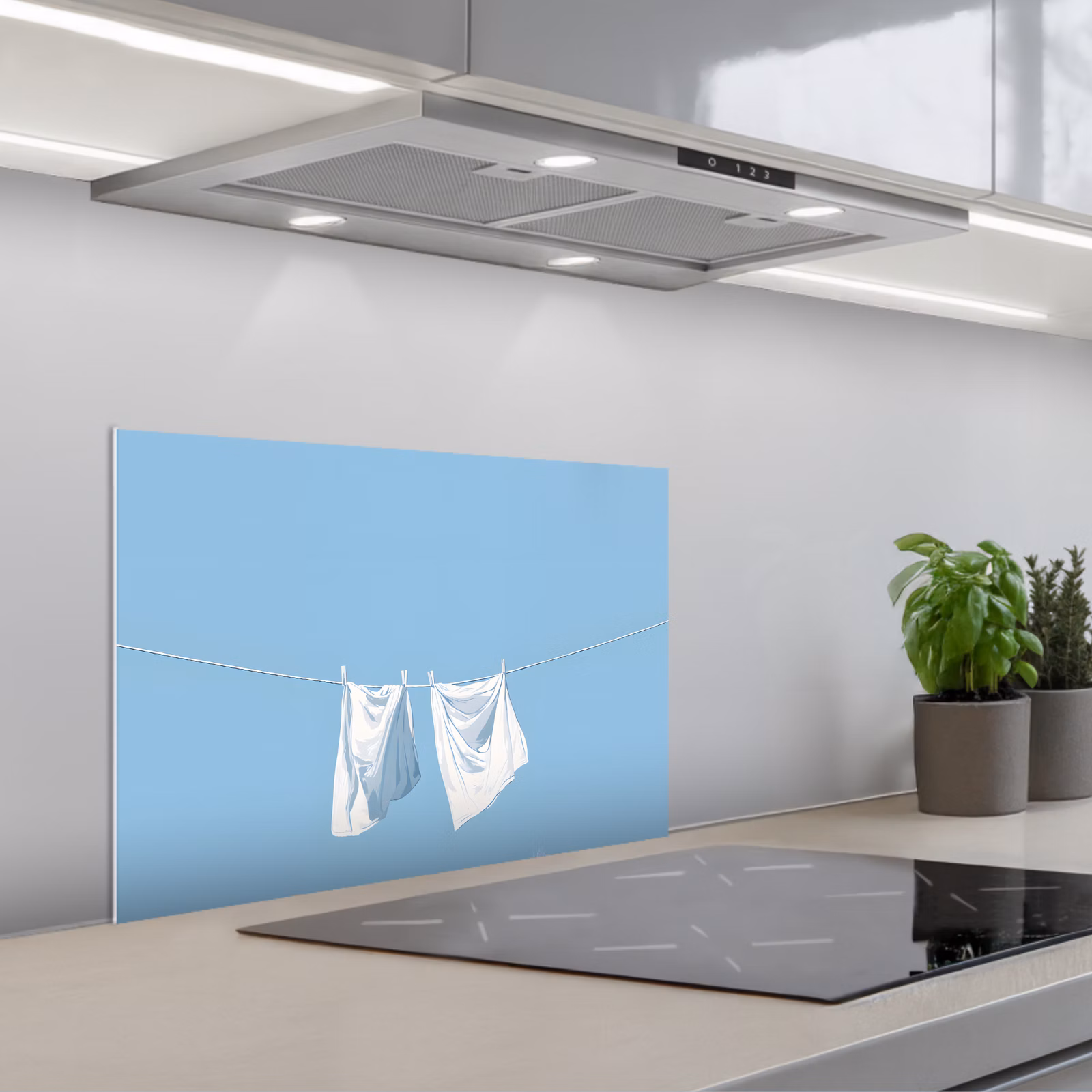 Paraschizzi cucina - Lenzuola - Stendibiancheria - Blu - Minimalista — 1