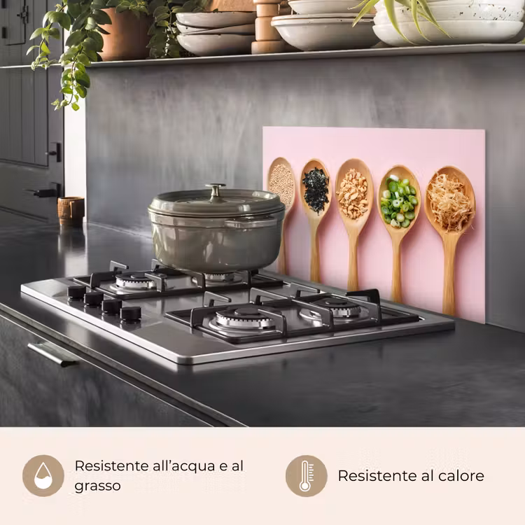 Paraschizzi cucina - Ingredienti - Cucchiai - Legno - Rosa — 2
