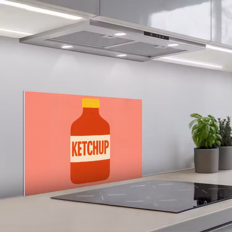 Paraschizzi cucina - Ketchup - Bottiglia - Rosso - Minimalista — 1