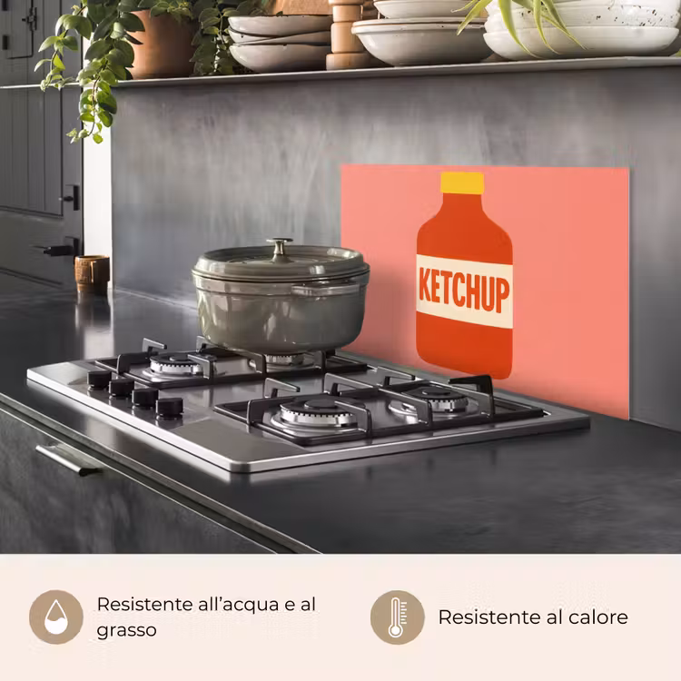 Paraschizzi cucina - Ketchup - Bottiglia - Rosso - Minimalista — 2