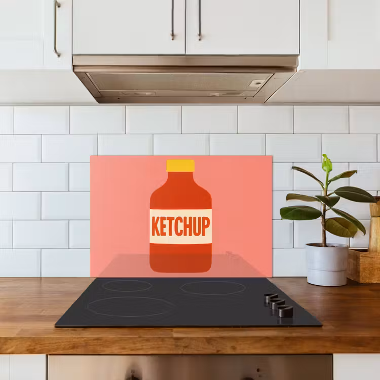 Paraschizzi cucina - Ketchup - Bottiglia - Rosso - Minimalista — 3