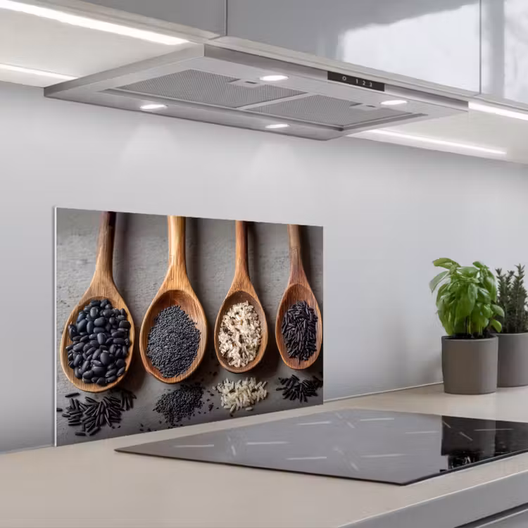 Paraschizzi cucina - Legno - Cucchiai - Riso - Semi — 1