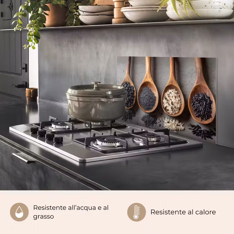 Paraschizzi cucina - Legno - Cucchiai - Riso - Semi — 2