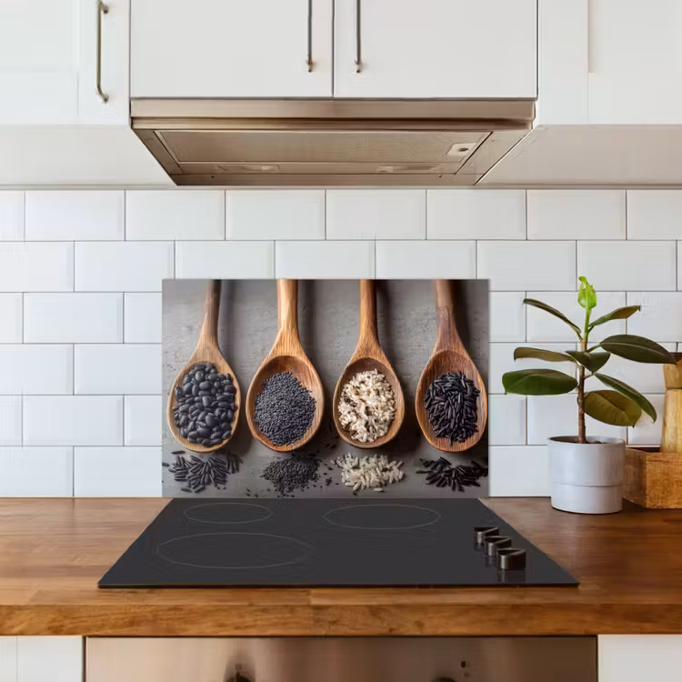 Paraschizzi cucina - Legno - Cucchiai - Riso - Semi — 3