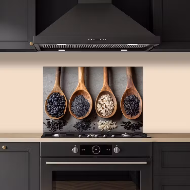Paraschizzi cucina - Legno - Cucchiai - Riso - Semi — 5