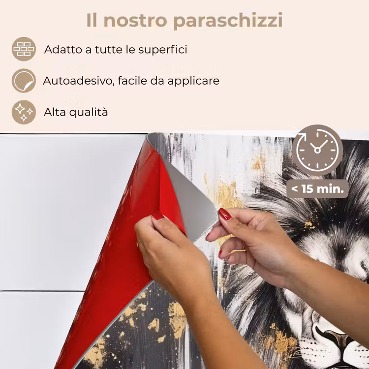 Paraschizzi cucina - Leone - Ritratto - Schizzi di vernice - Grigio — 4