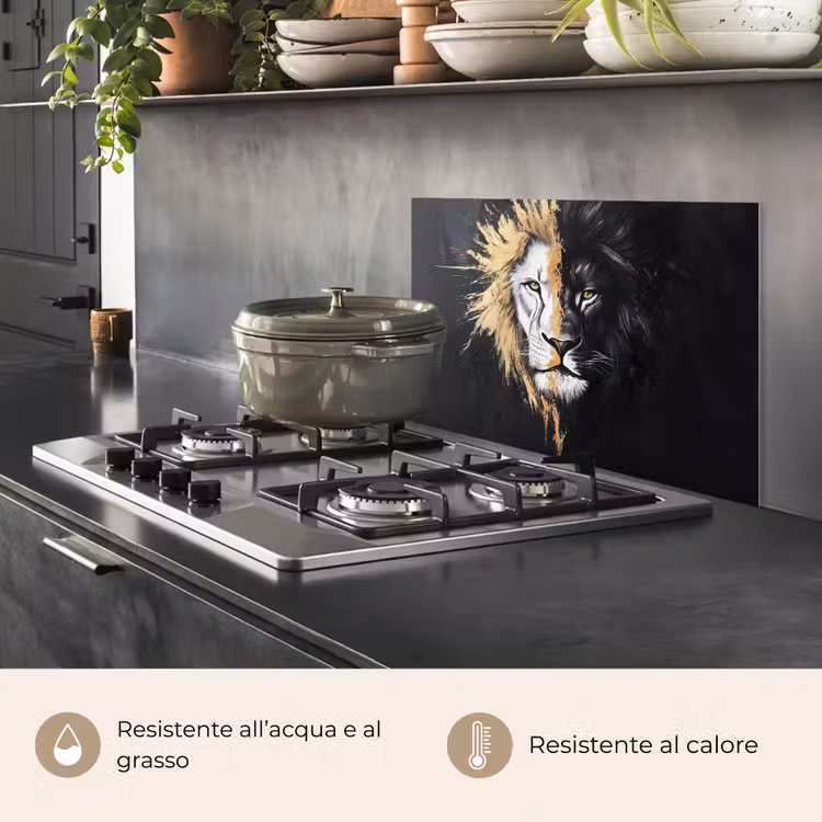 Paraschizzi cucina - Leone - Spaccato - Nero - Linea — 2