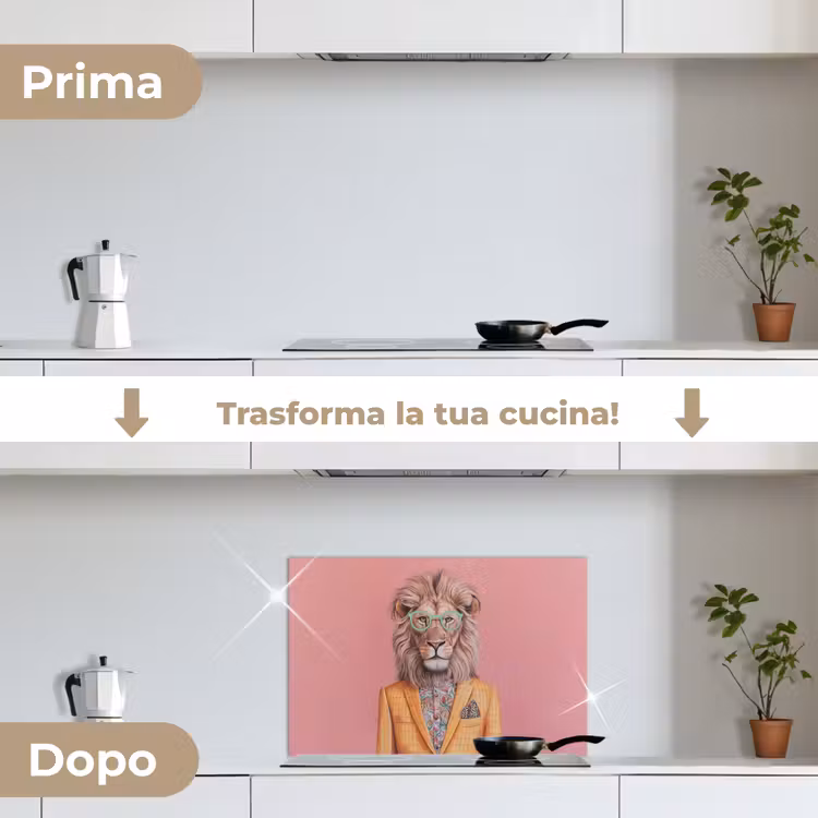 Paraschizzi cucina - Leone - Tuta - Quadri - Occhiali — 7
