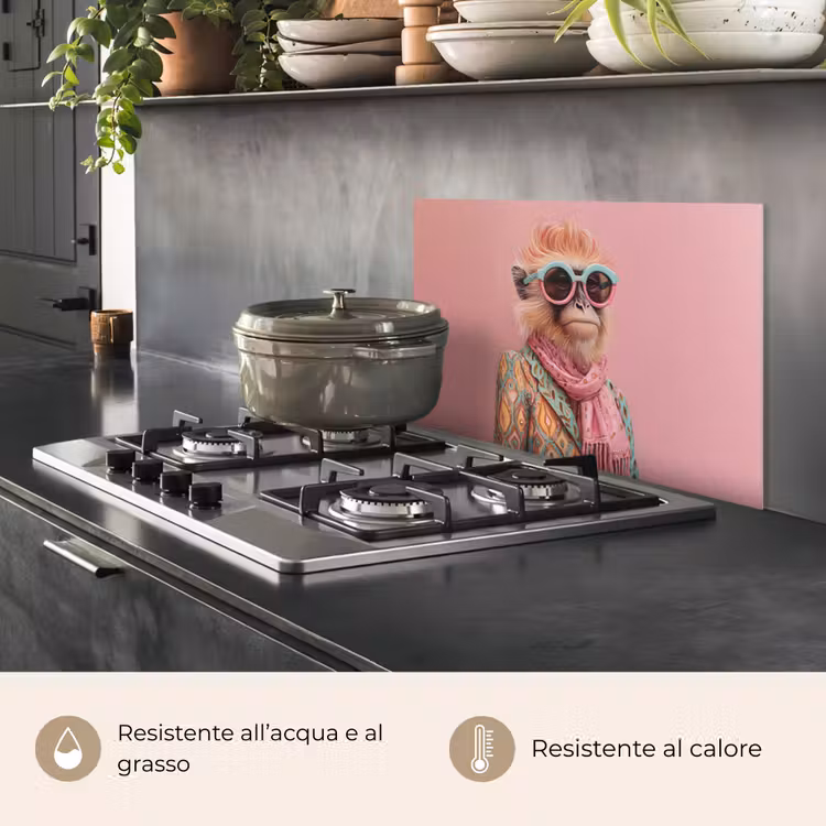 Paraschizzi cucina - Sciarpa - Scimmia - Occhiali da sole - Giacca — 2