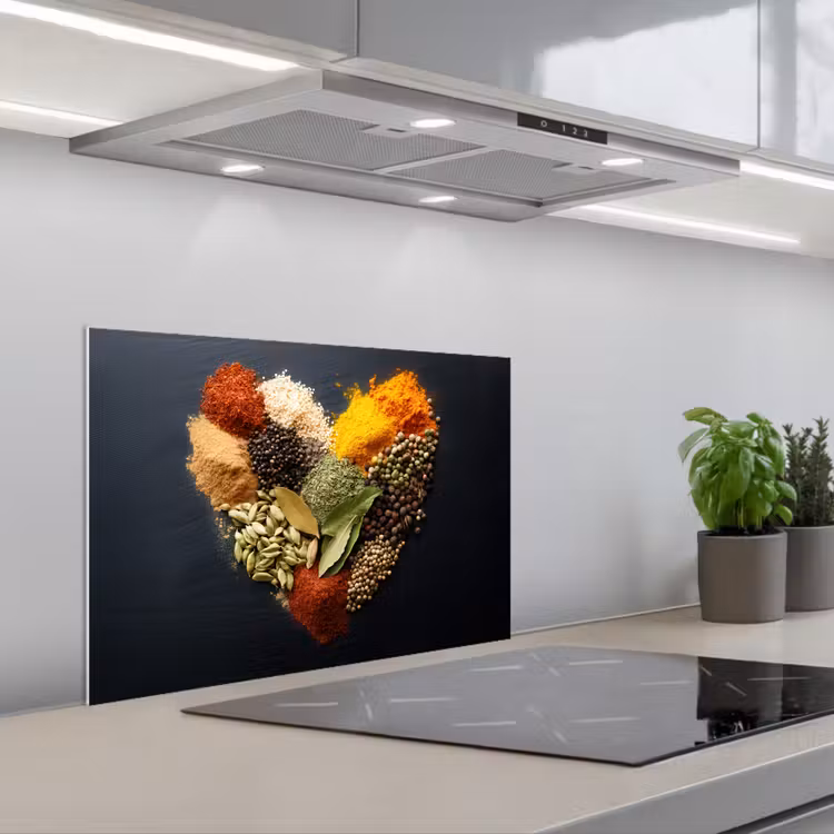 Paraschizzi cucina - Spezie - Miscela - Forma di cuore - Nero — 1