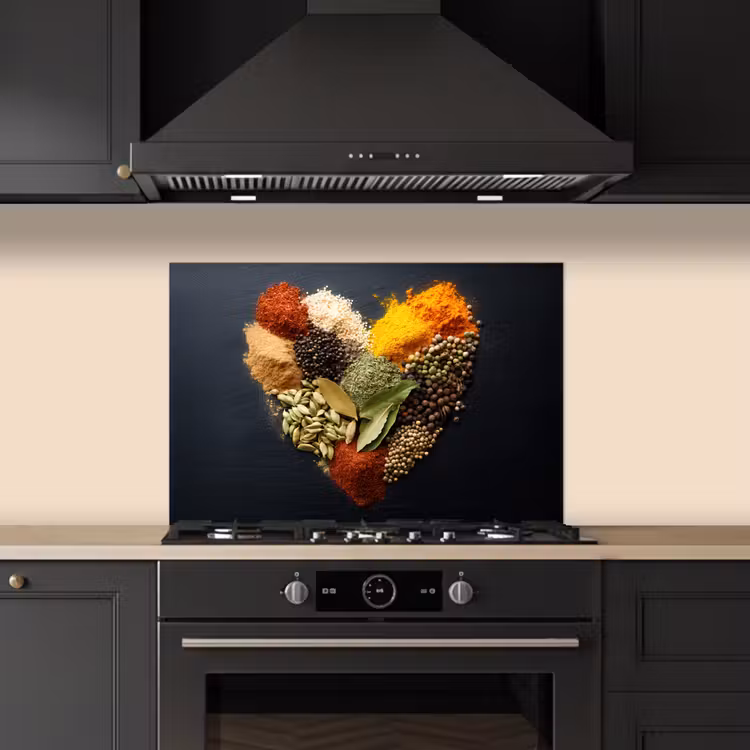 Paraschizzi cucina - Spezie - Miscela - Forma di cuore - Nero — 5