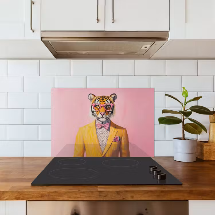 Paraschizzi cucina - Tigre - Occhiali - Giacca gialla — 3