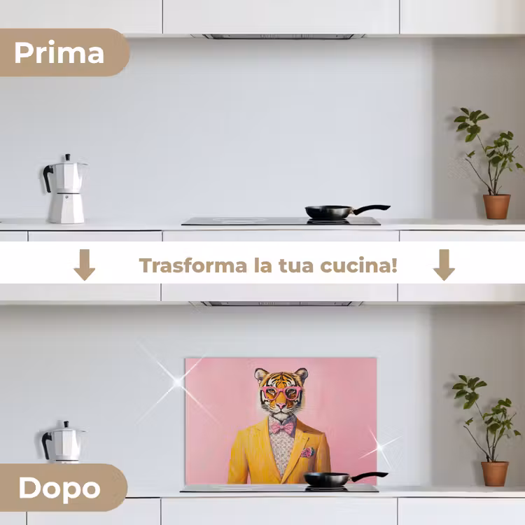 Paraschizzi cucina - Tigre - Occhiali - Giacca gialla — 7