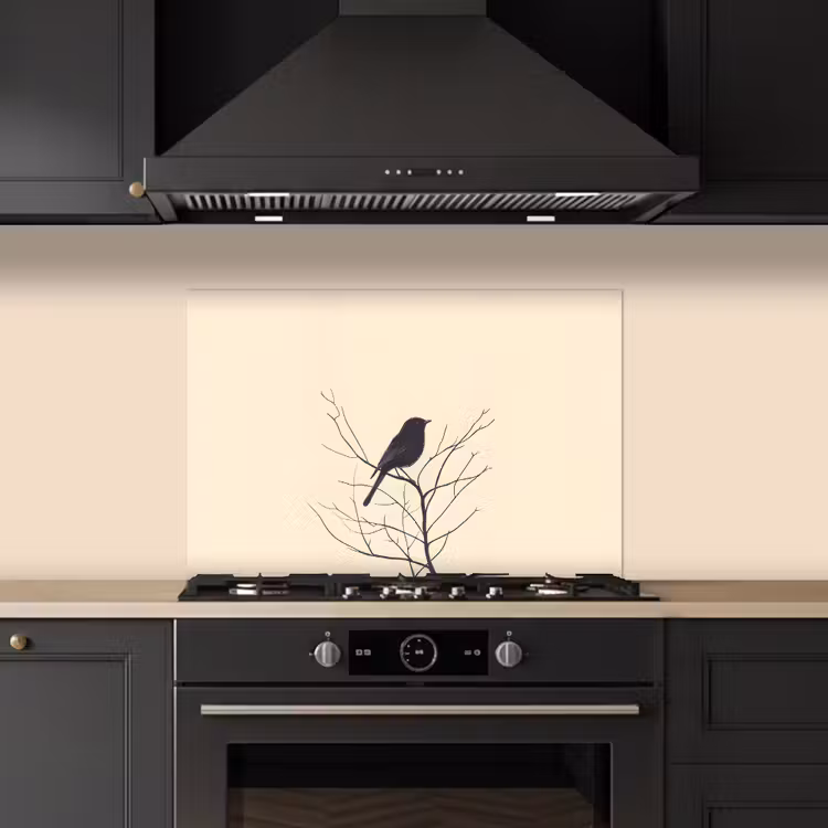 Paraschizzi cucina - Uccello - Nero - Ramo - Minimalista — 5