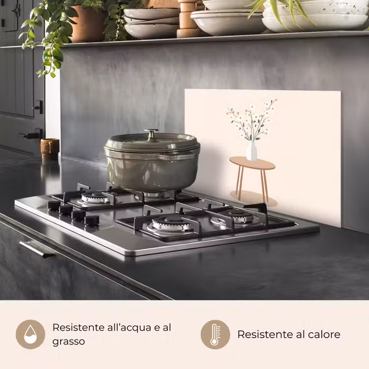 Paraschizzi cucina - Vaso - Fiori - Margherite - Beige — 2