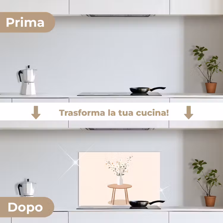 Paraschizzi cucina - Vaso - Fiori - Margherite - Beige — 7