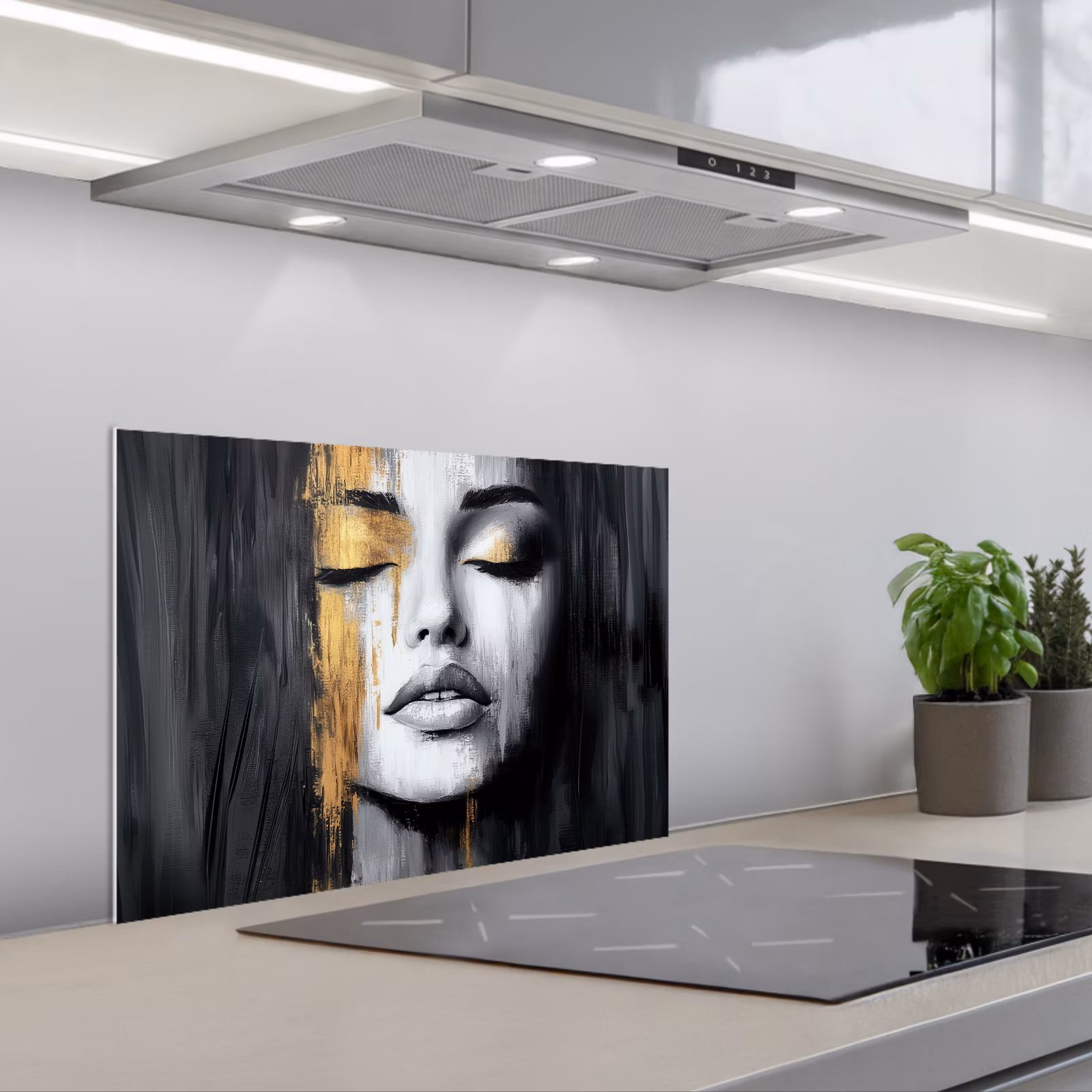 Paraschizzi cucina - Volto - Donna - Pennellate - Astratto — 1