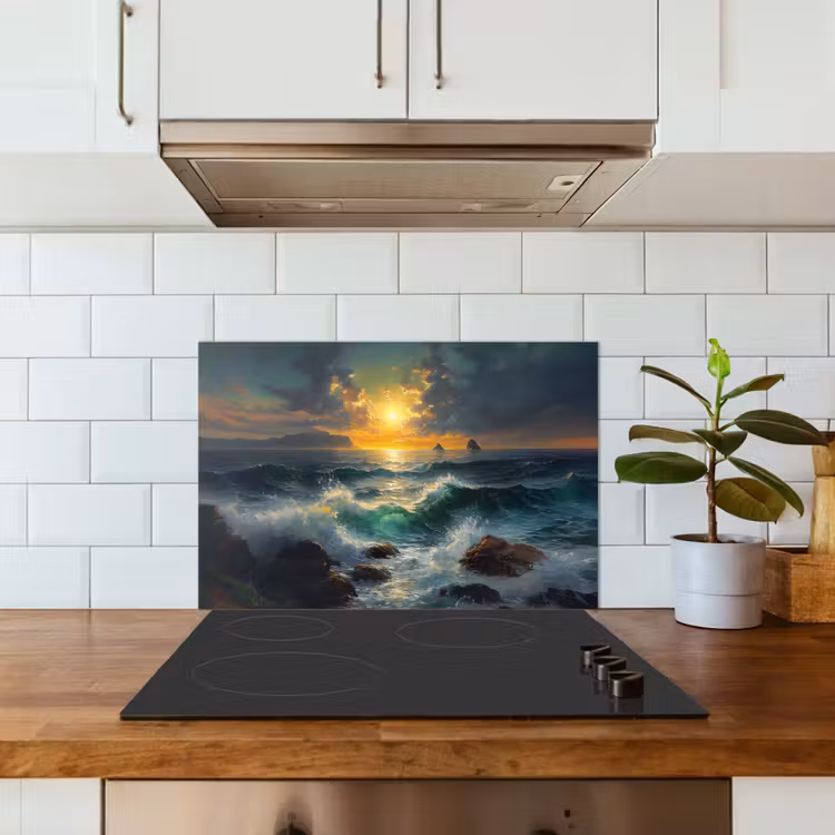 Paraschizzi cucina - Mare - Sole - Onde - Rocce — 3