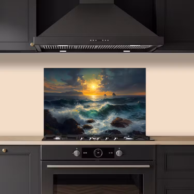 Paraschizzi cucina - Mare - Sole - Onde - Rocce — 5