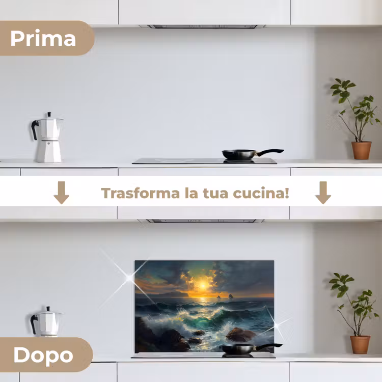 Paraschizzi cucina - Mare - Sole - Onde - Rocce — 7