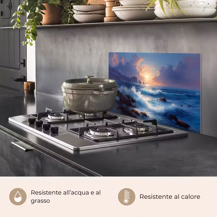 Paraschizzi cucina - Onde - Mare - Colorato - Rocce — 2
