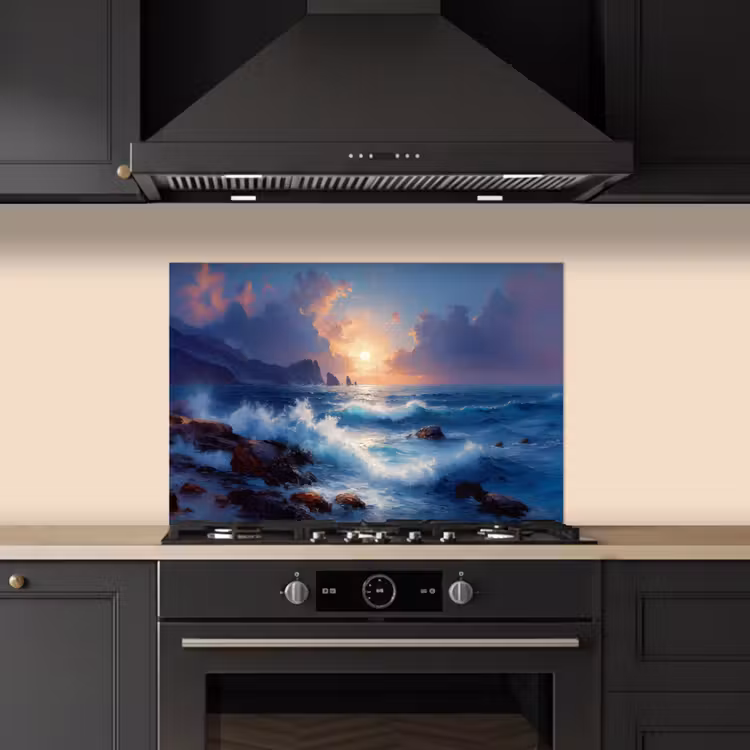 Paraschizzi cucina - Onde - Mare - Colorato - Rocce — 5
