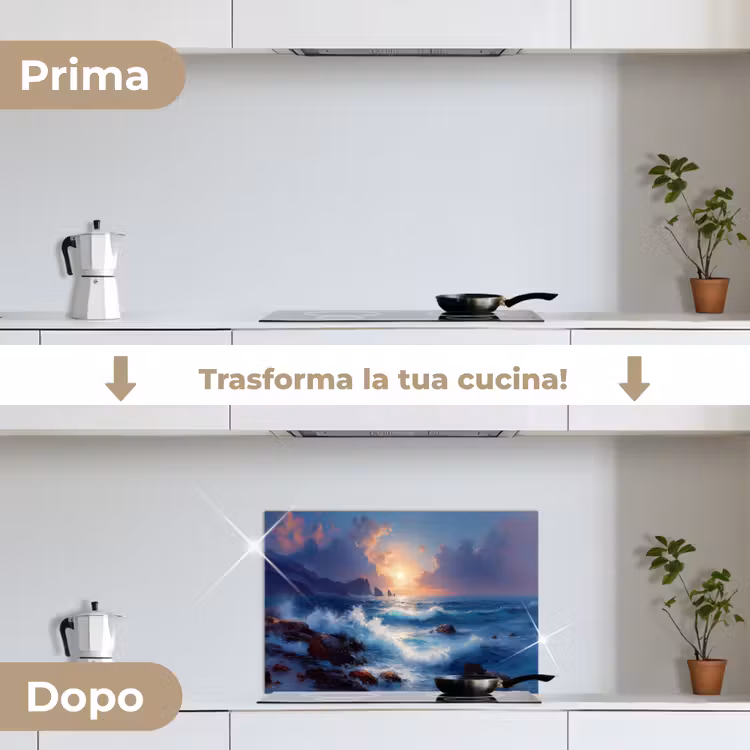 Paraschizzi cucina - Onde - Mare - Colorato - Rocce — 7