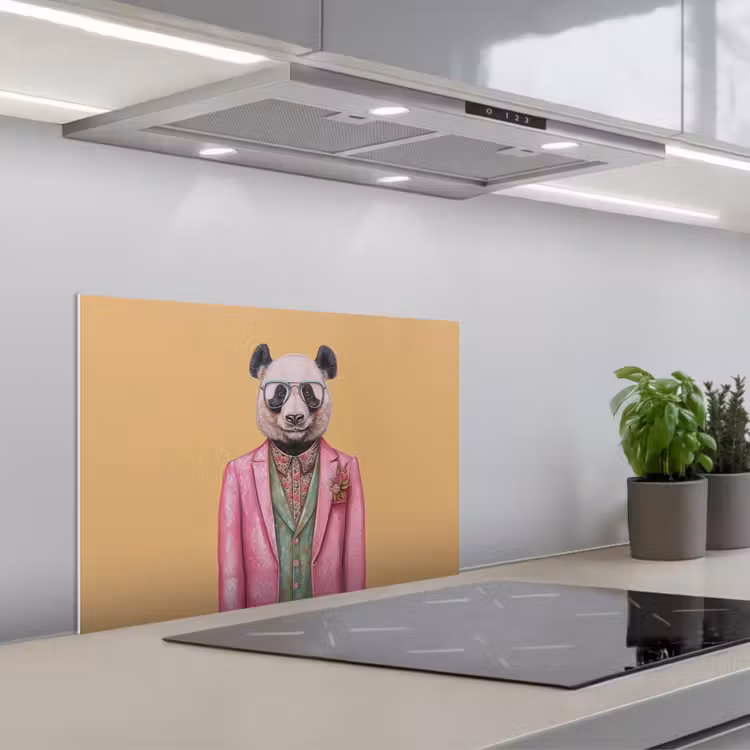 Paraschizzi cucina - Panda - Tuta - Occhiali da sole - Blu — 1