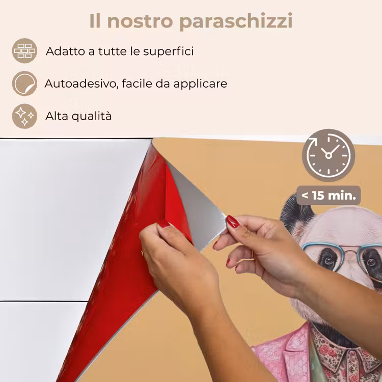 Paraschizzi cucina - Panda - Tuta - Occhiali da sole - Blu — 4