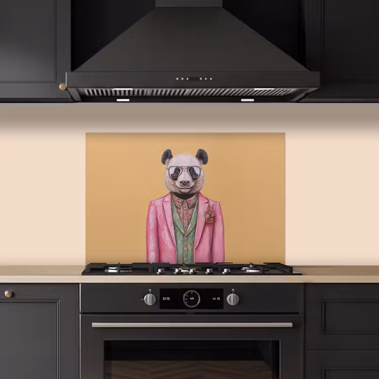 Paraschizzi cucina - Panda - Tuta - Occhiali da sole - Blu — 5