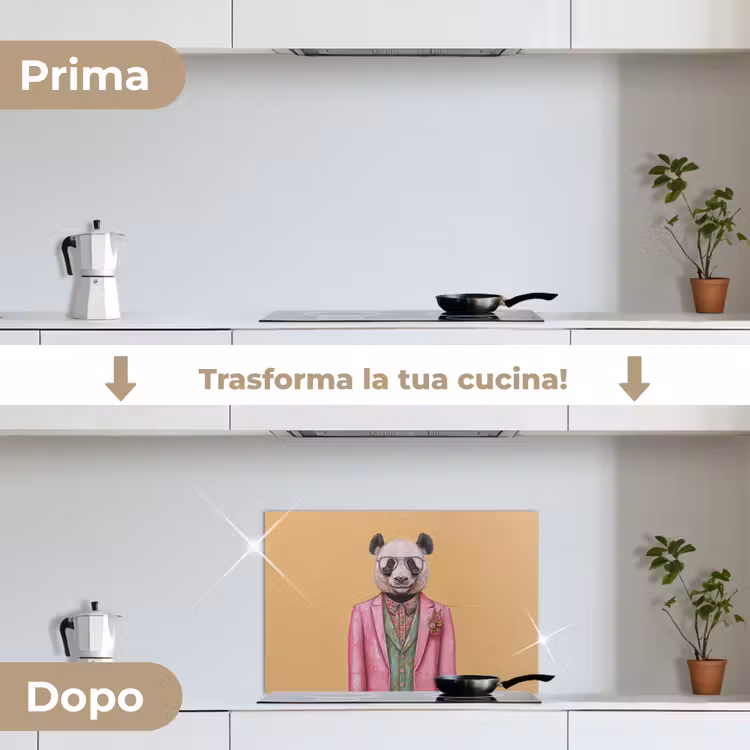 Paraschizzi cucina - Panda - Tuta - Occhiali da sole - Blu — 7