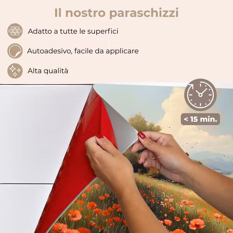 Paraschizzi cucina - Papaveri - Rosso - Colline - Paesaggio — 4